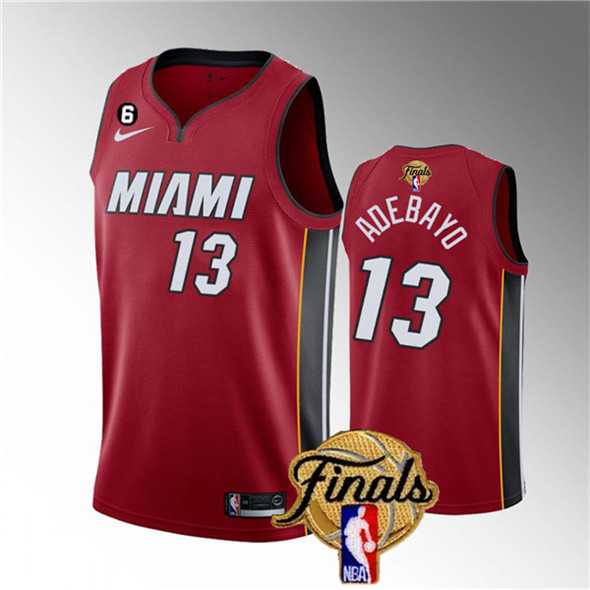 Mens Miami Heat #13 Bam Adebayo Red 2023 Finals Statement Edition With NO.6 Patch Stitched Basketball Jersey->miami heat->NBA Jersey